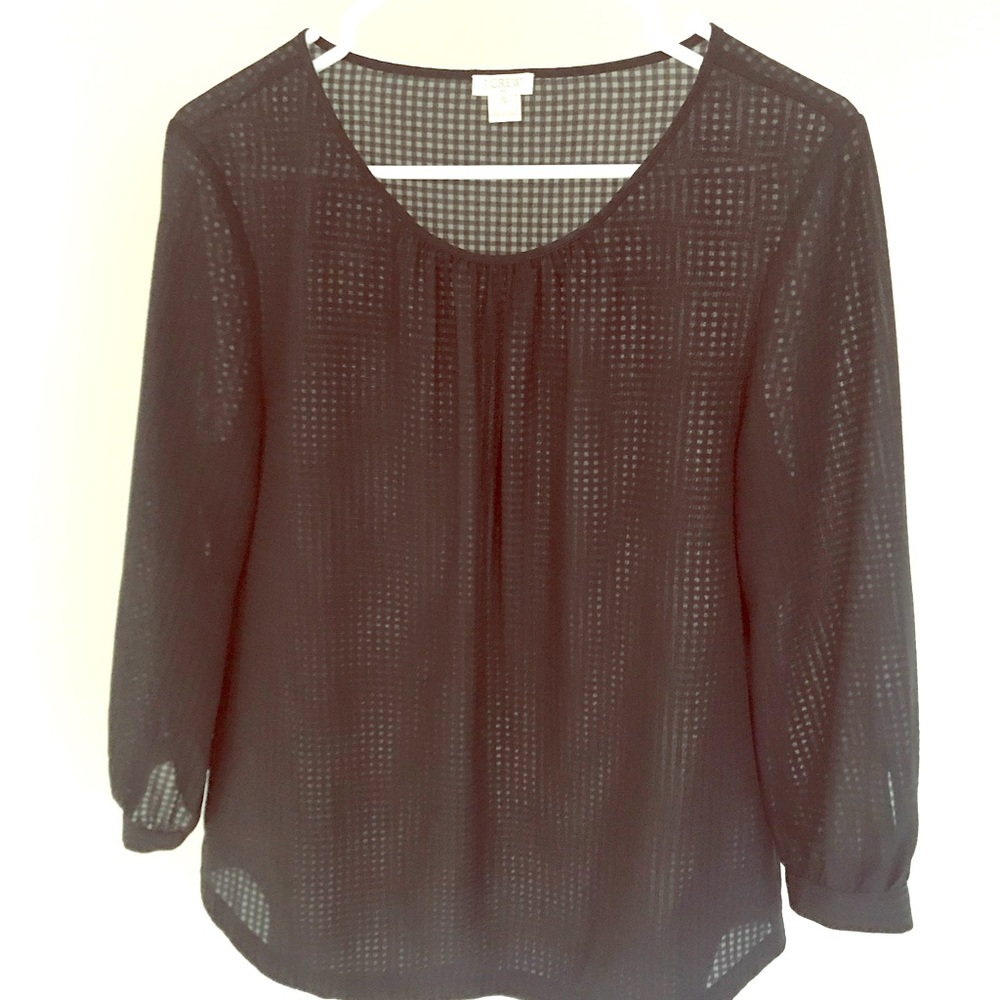 J.Crew black sheer blouse Sz S